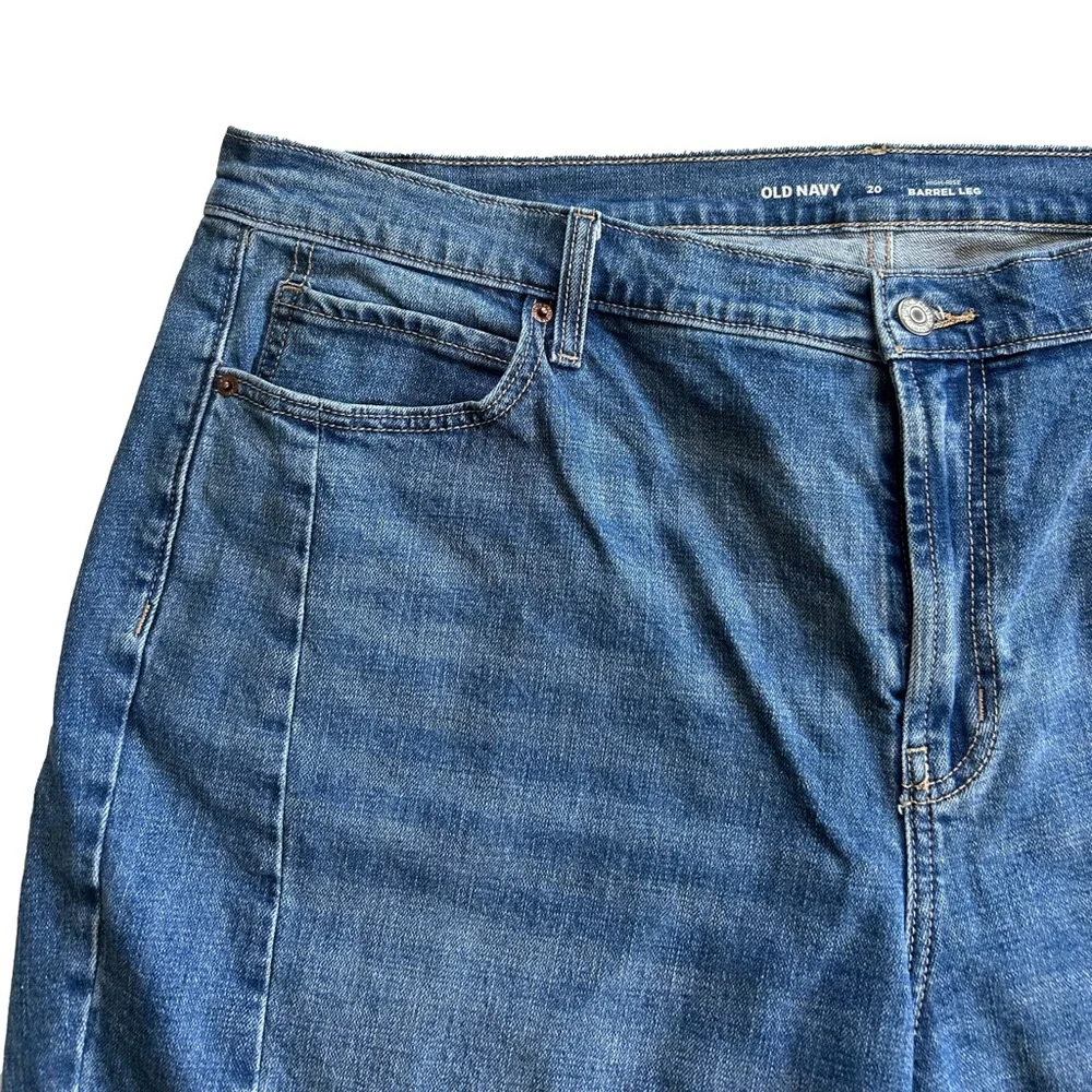 High Rise Barrel Leg Baggy Ankle Old Navy Jeans Size 20 Medium Wash - Picture 9 of 15